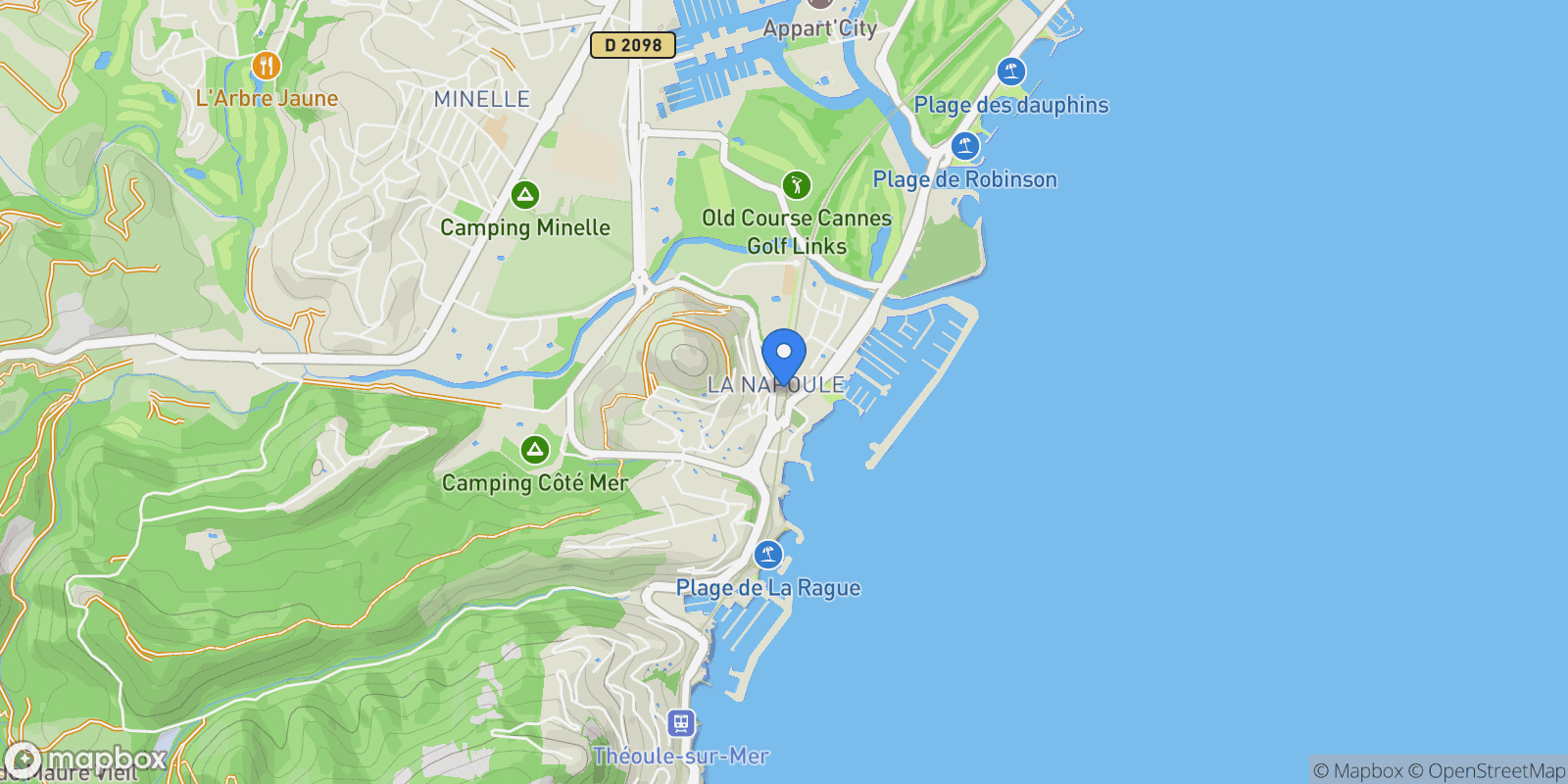 Map showing MANDELIEU LA NAPOULE, Mandelieu-la-Napoule, Provence-Alpes-Côte d'Azur, France.