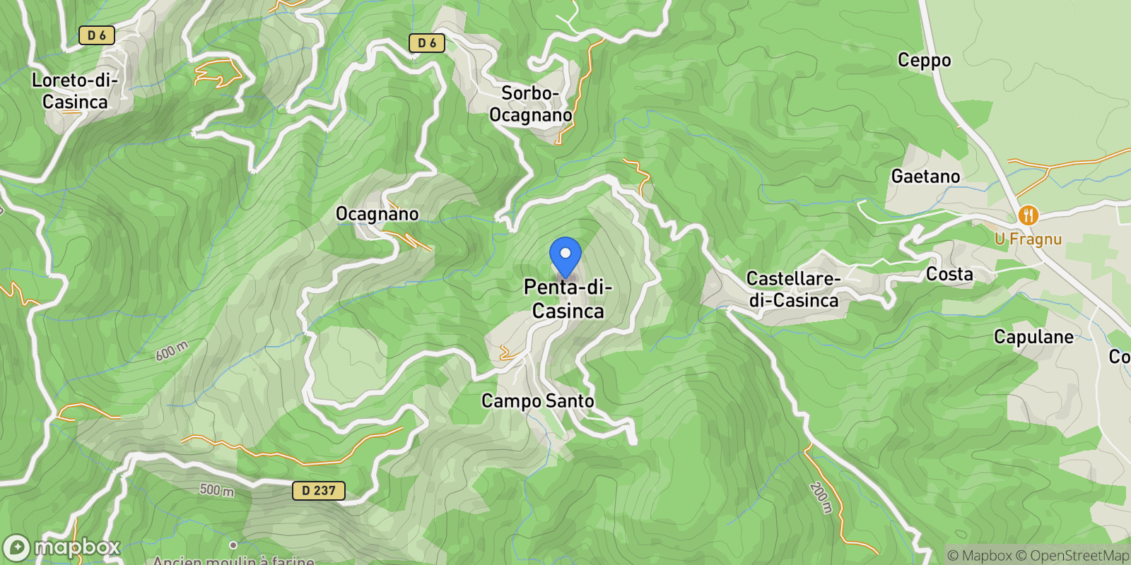 Map showing PENTA DI CASINCA, Penta-di-Casinca, Corsica, France.