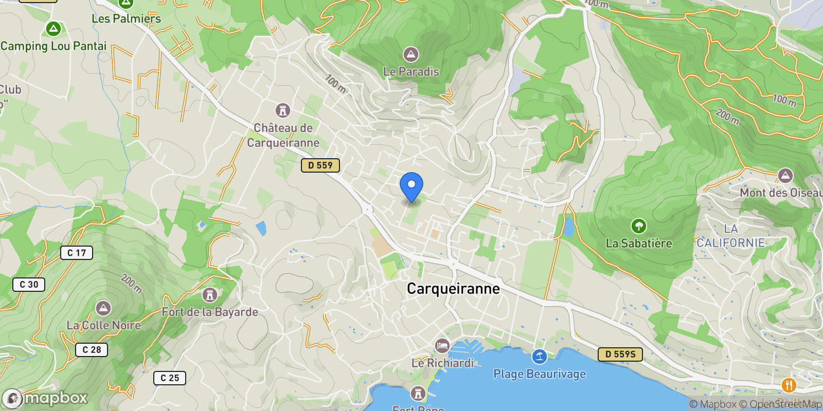 Map showing CARQUEIRANNE, Carqueiranne, Provence-Alpes-Côte d'Azur, France.