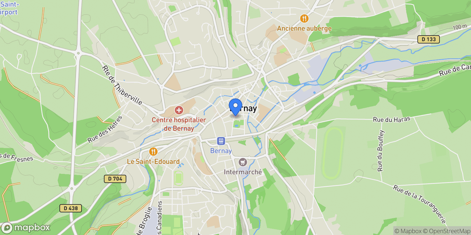 Map showing BERNAY, Bernay, Normandy, France.
