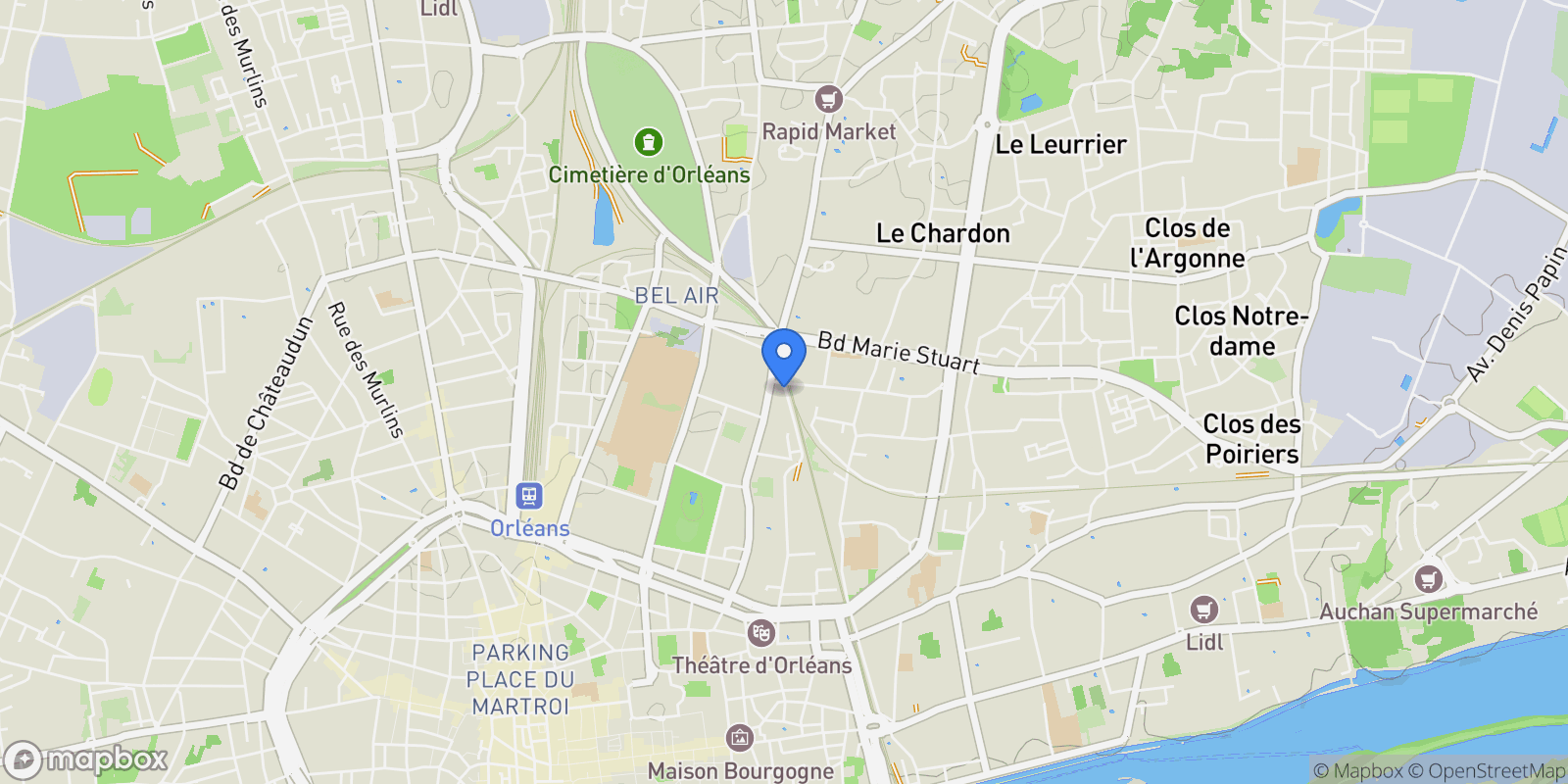 Map showing ORLEANS, Orléans, Centre-Val de Loire, France.