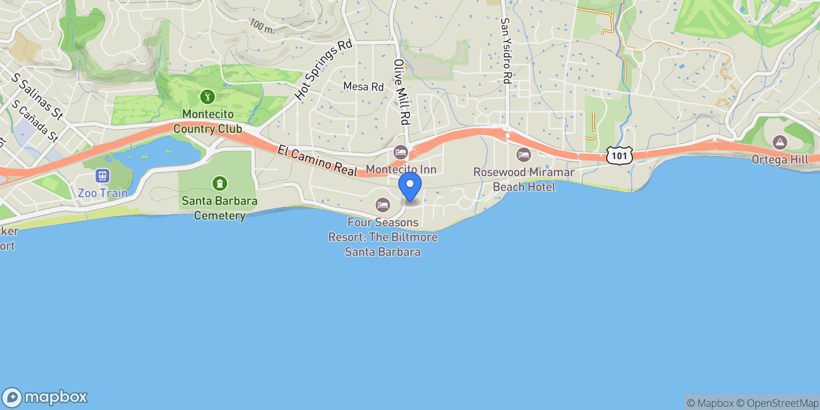 Map showing 1301 Plaza De Sonadores, Montecito, California, United States.