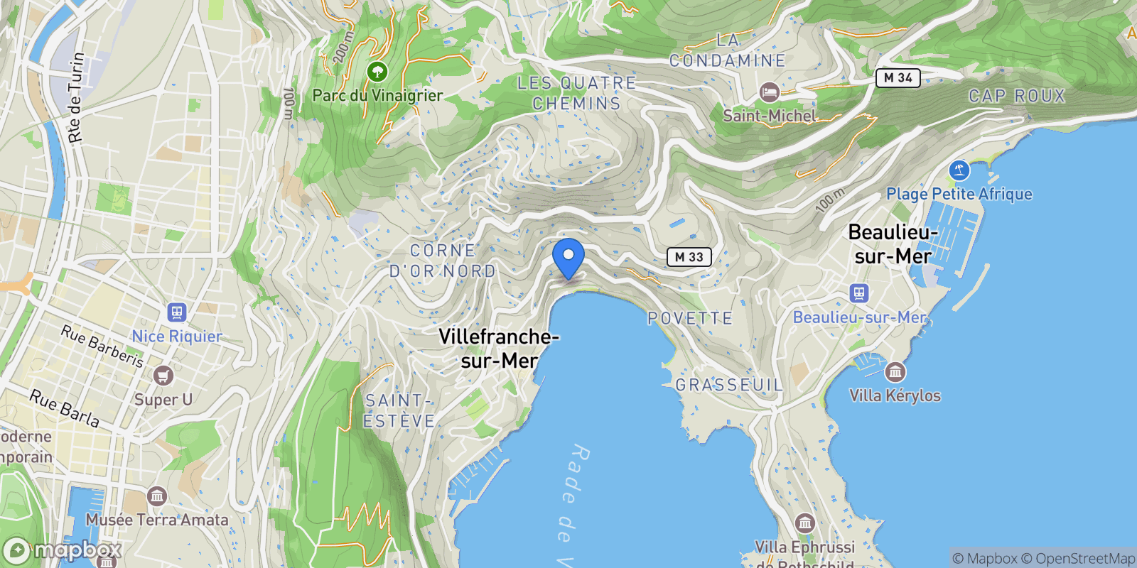 Map showing VILLEFRANCHE SUR MER, Villefranche-sur-Mer, Provence-Alpes-Côte d'Azur, France.