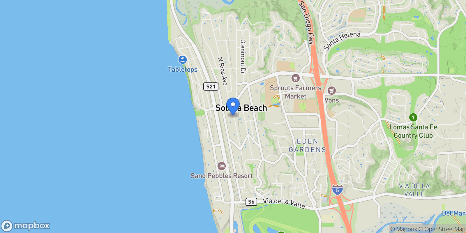 Map showing 147 S Rios Ave, Solana Beach, California, United States.