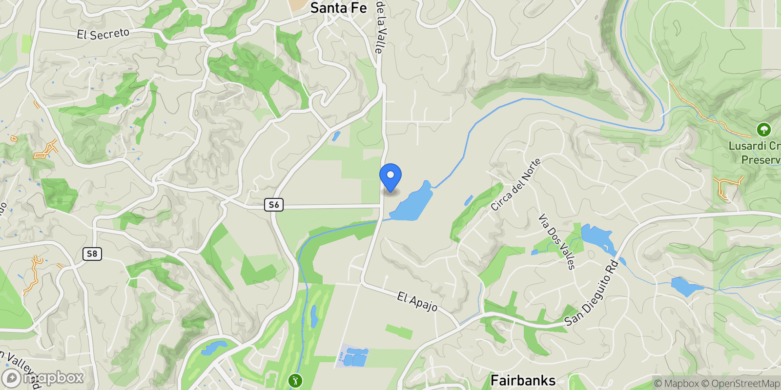 Map showing 16147 Via De Santa Fe, Del Mar, California, United States.