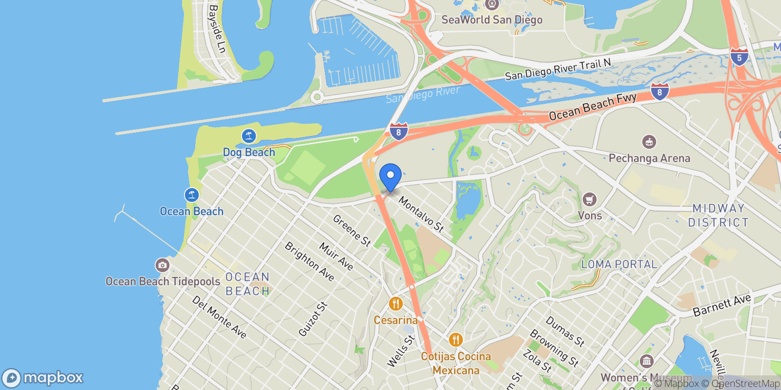 Map showing 4495 Montalvo St, San Diego, California, United States.
