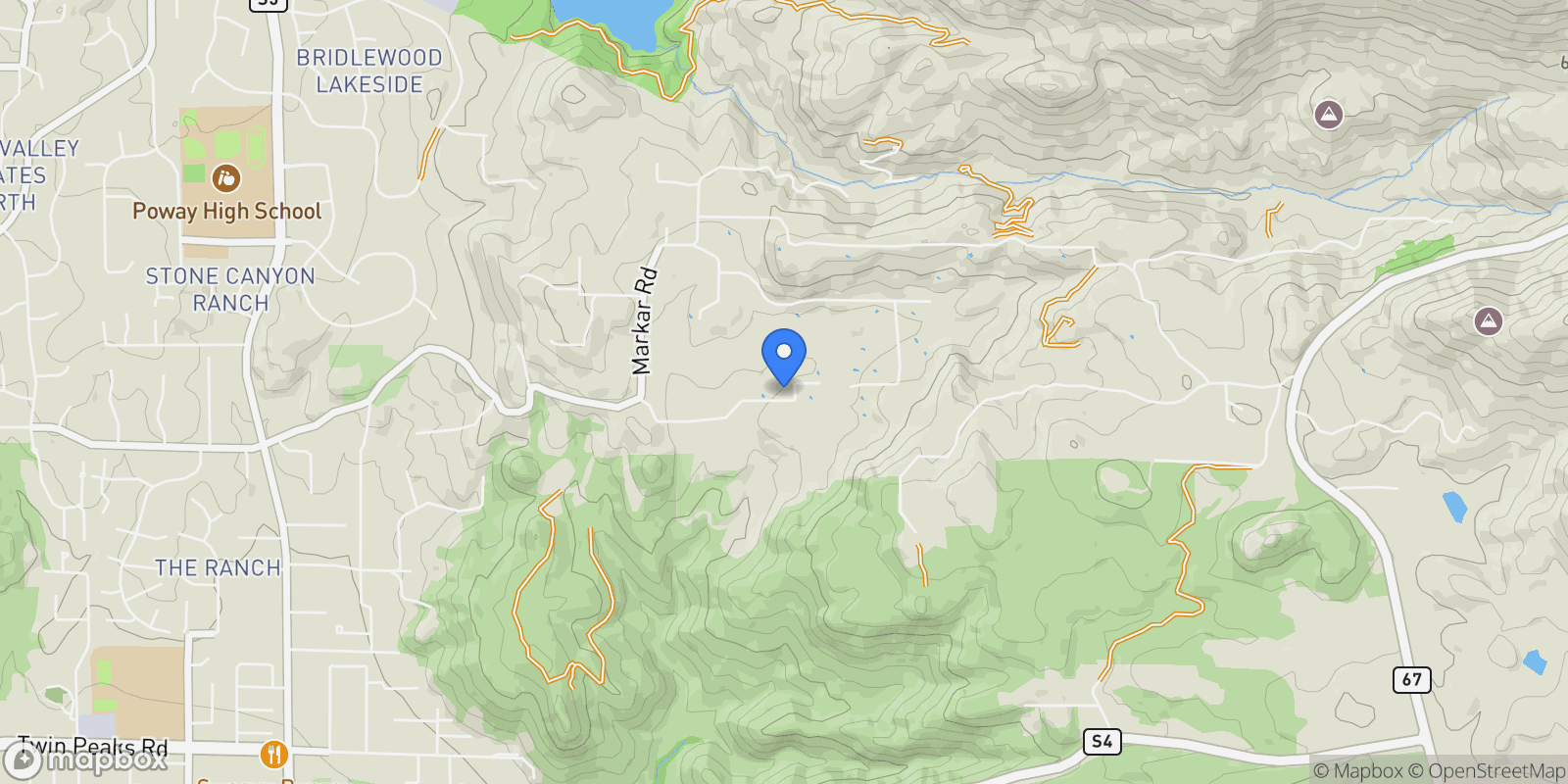 Map showing 15260 Vali Hai Rd, Poway, California, United States.