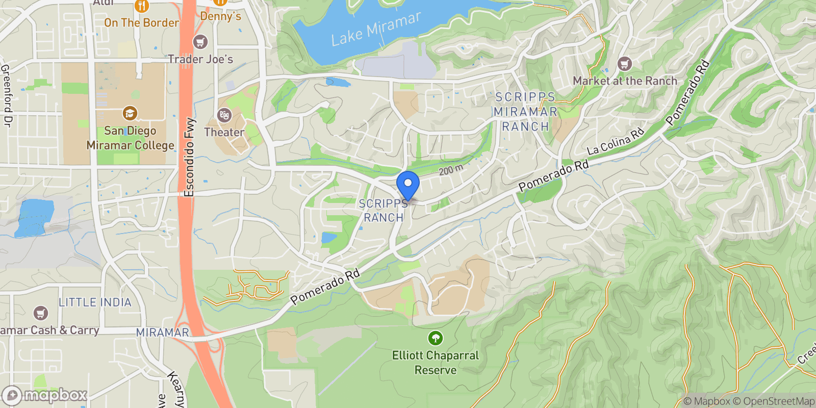 Map showing 10831 Ironwood Rd, San Diego, California, United States.