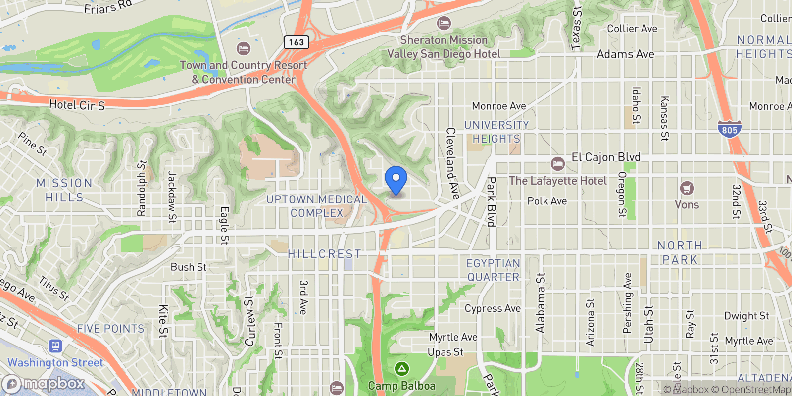 Map showing 1042 Lincoln Ave, San Diego, California, United States.