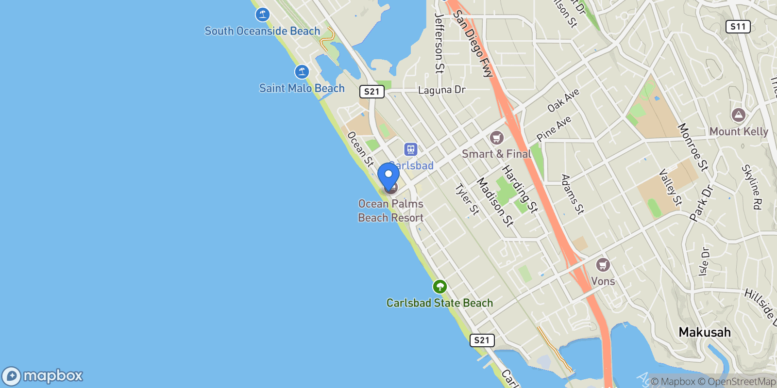Map showing 2977 Ocean Street, Carlsbad, California, United States.