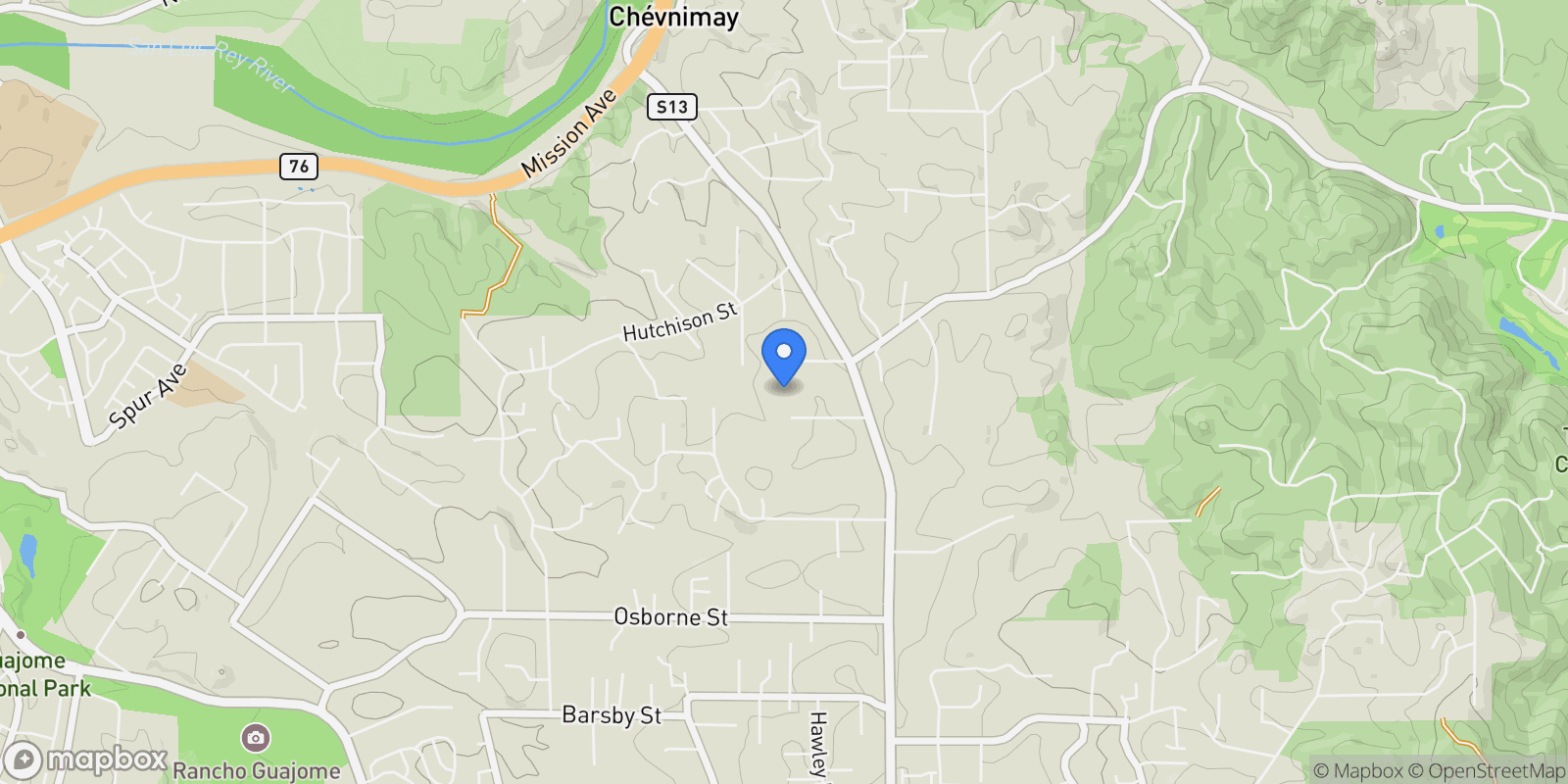 Map showing 3000 Blackwell Dr, Vista, California, United States.