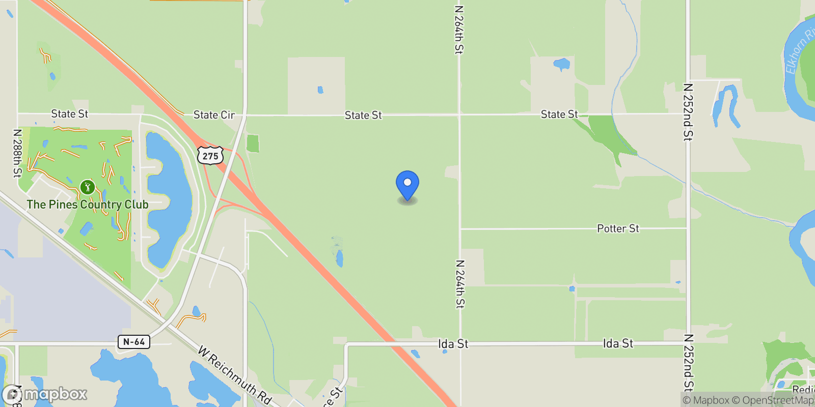 Map showing 7033 N 276 Court, Valley, NE 68064, King Lake, Nebraska, United States.
