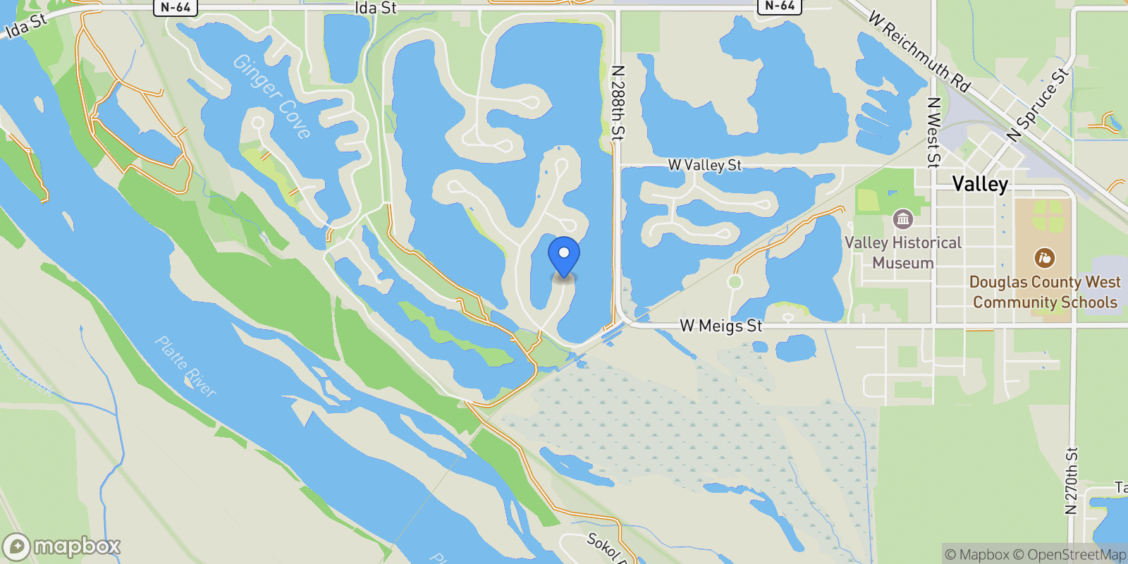 Map showing 5512 N 290 Circle, Valley, NE 68064, Valley, Nebraska, United States.