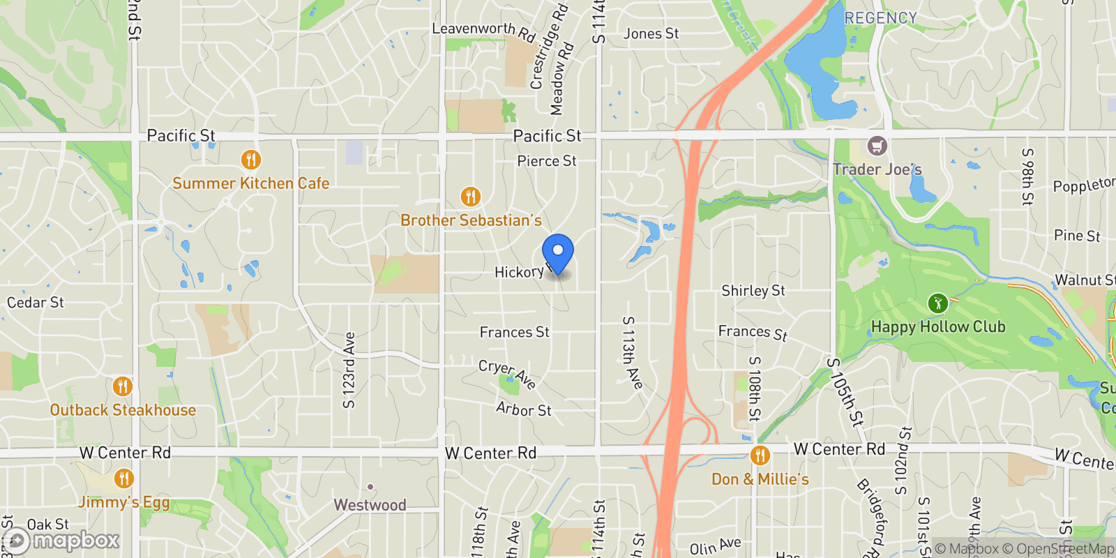 Map showing 1705 S 116th Street, Omaha, NE 68144, Omaha, Nebraska, United States.