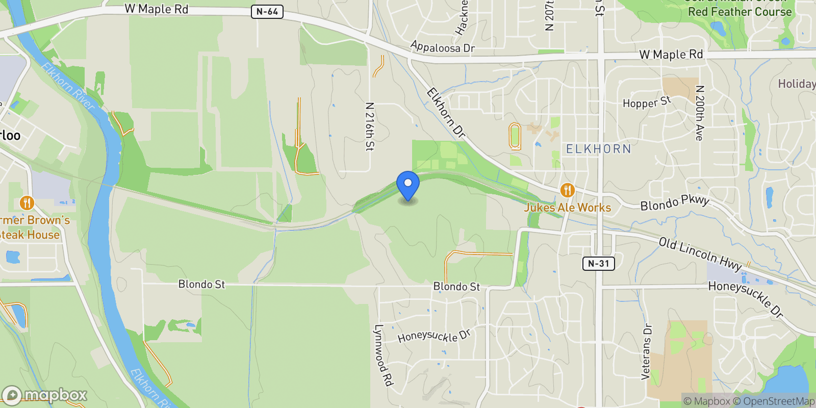 Map showing 21056 Joseph Street, Elkhorn, NE 68022, Omaha, Nebraska, United States.