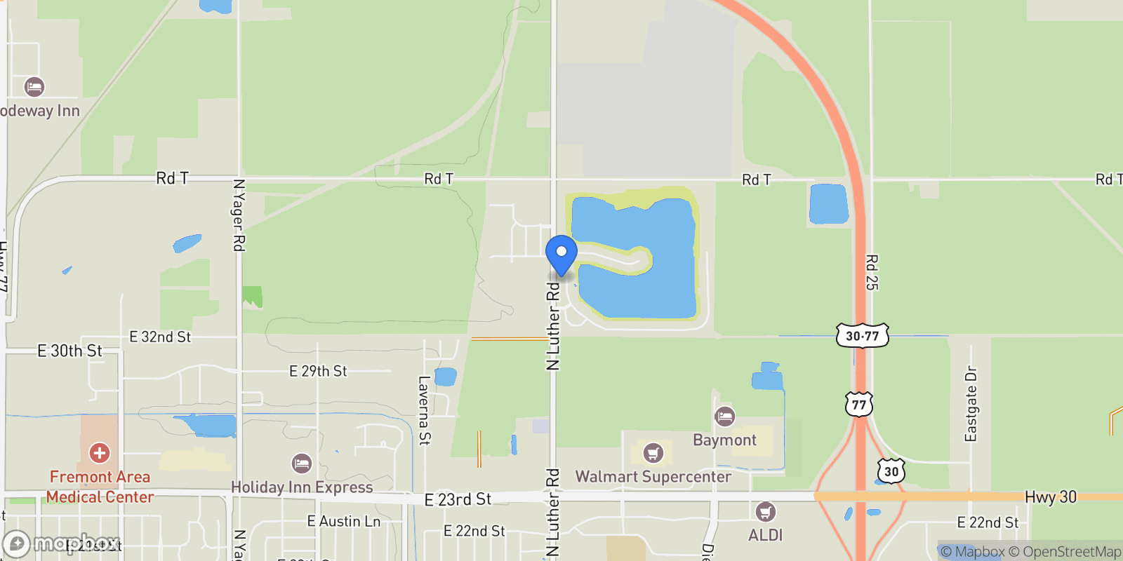 Map showing 3319 Robyn Ridge Road, Fremont, NE 68025, Fremont, Nebraska, United States.