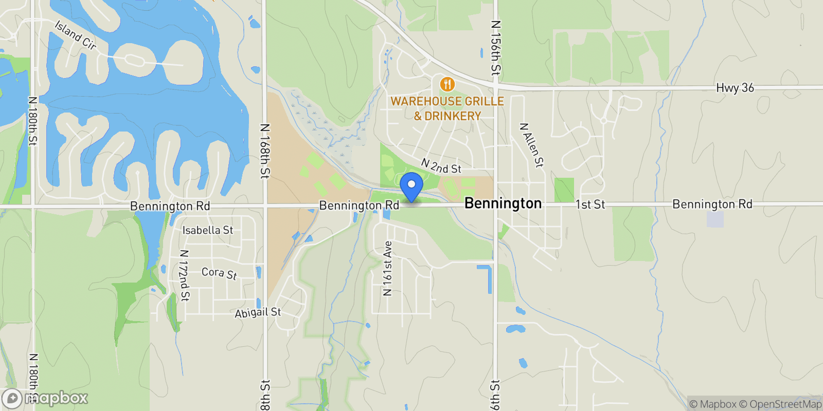 Map showing 16061 Cw Hadan Drive, Bennington, NE 68007, Bennington, Nebraska, United States.