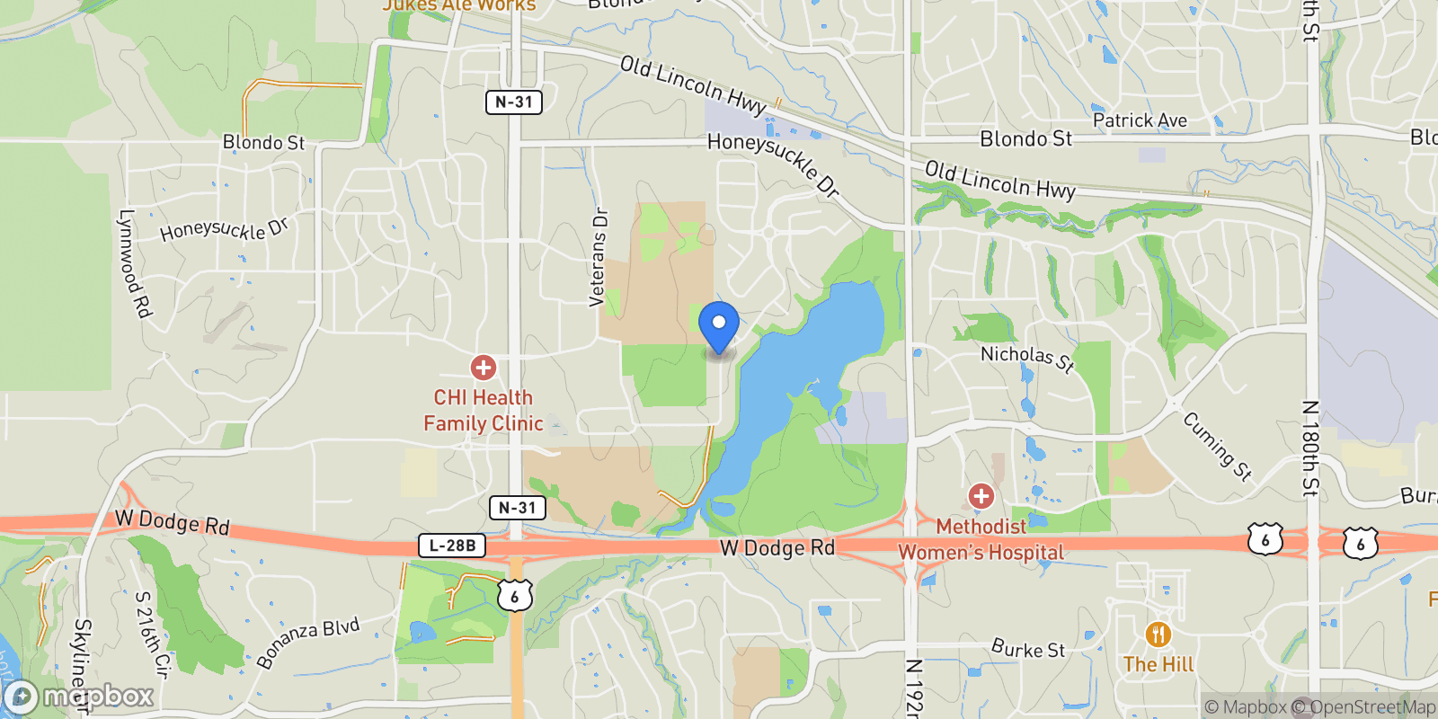 Map showing 18311 Patrick Avenue, Elkhorn, NE 68022, Omaha, Nebraska, United States.