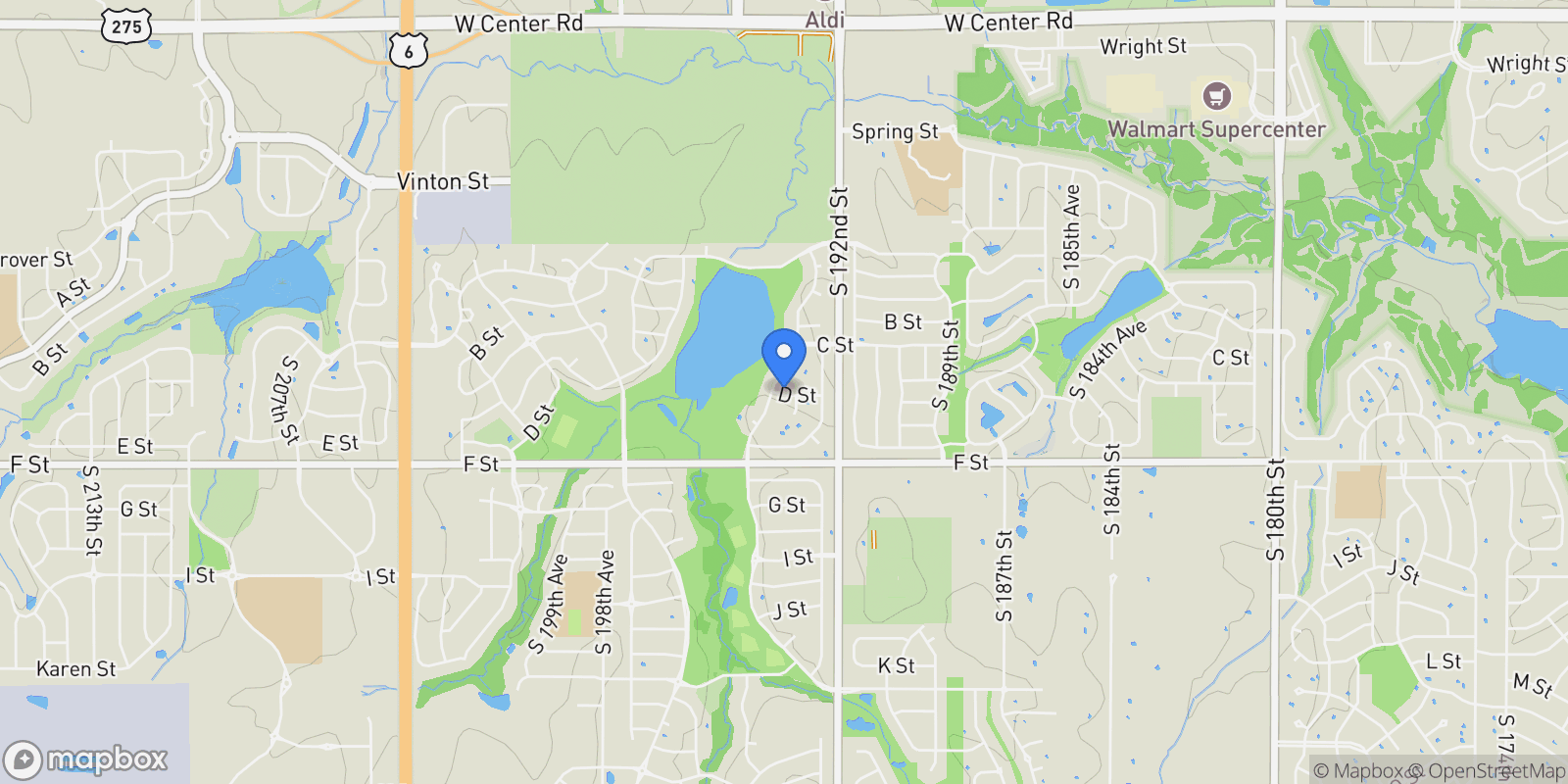 Map showing 19314 D Street, Omaha, NE 68130, Omaha, Nebraska, United States.