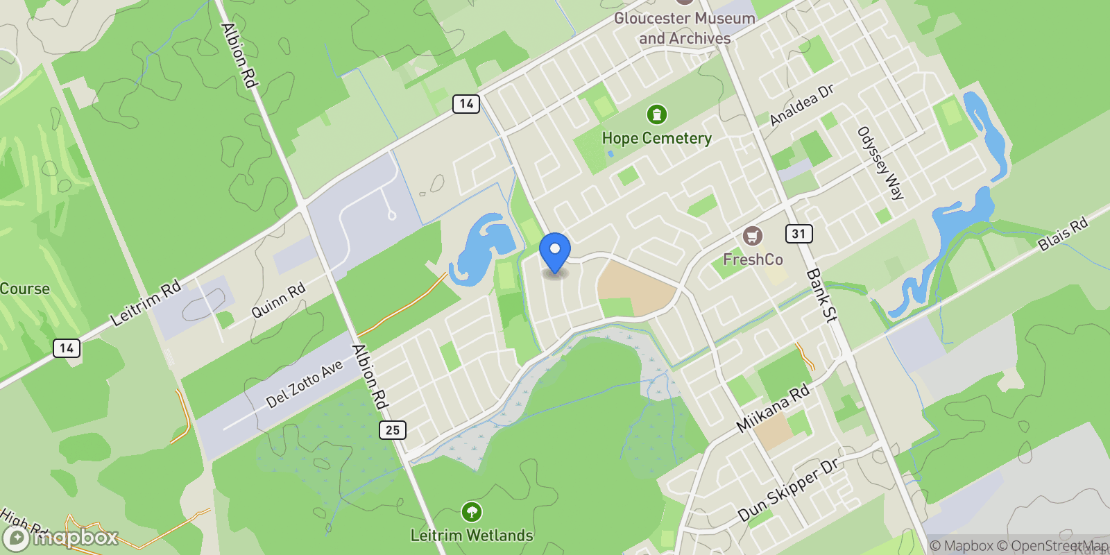 Map showing 517 Golden Sedge Way, Ottawa, Ontario, Canada.