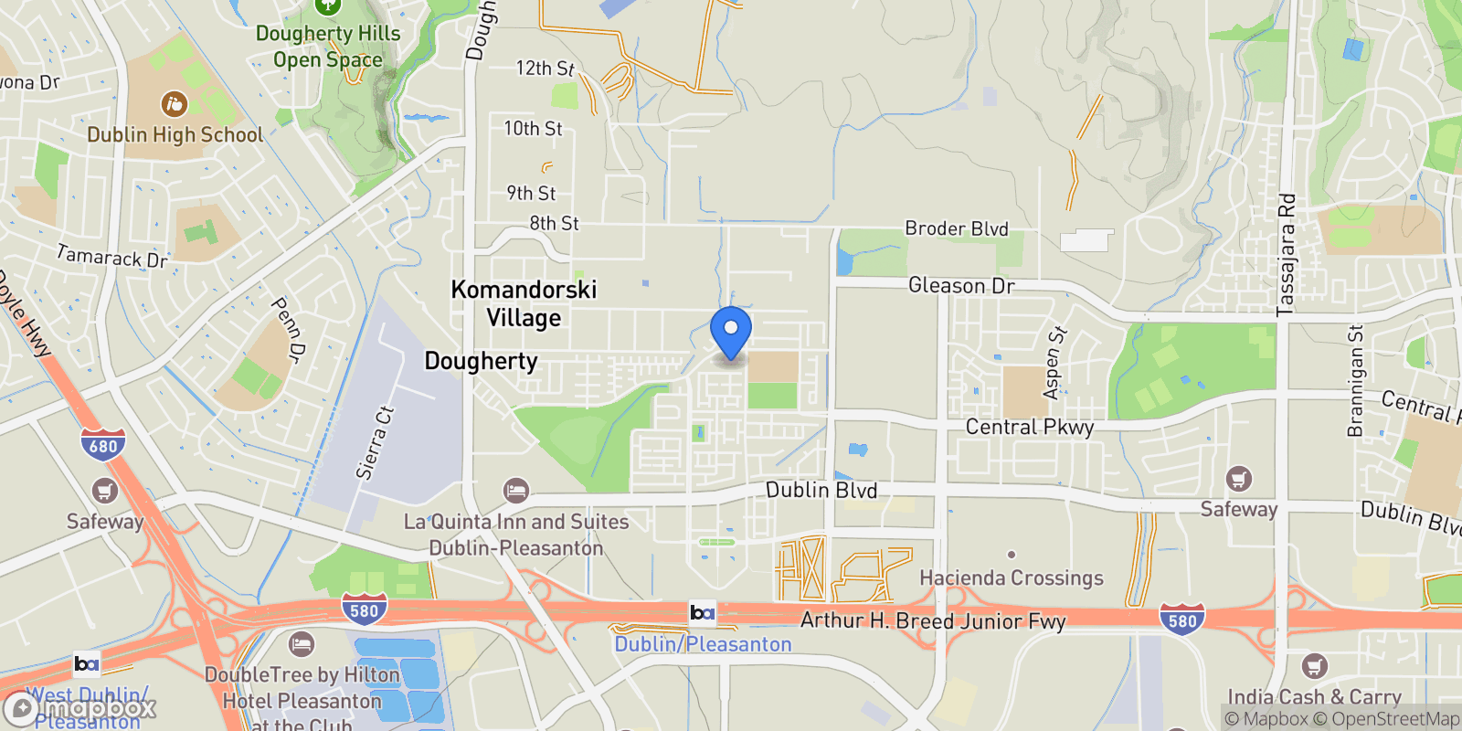 Map showing 5636 Fallbrook Court, Dublin, California, United States.