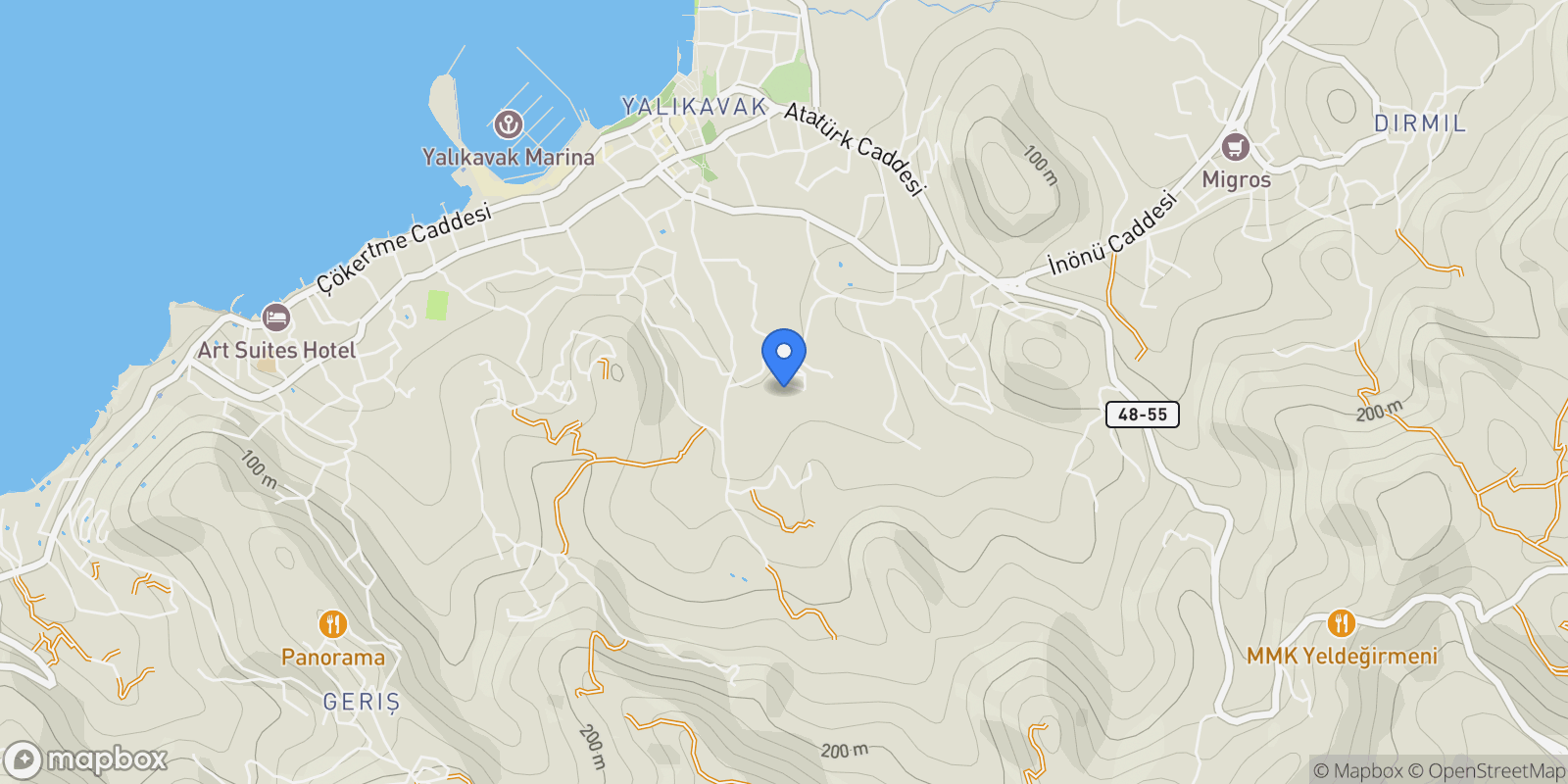 Map showing Yalıkavak, Bodrum, Muğla, Muğla, Turkey.