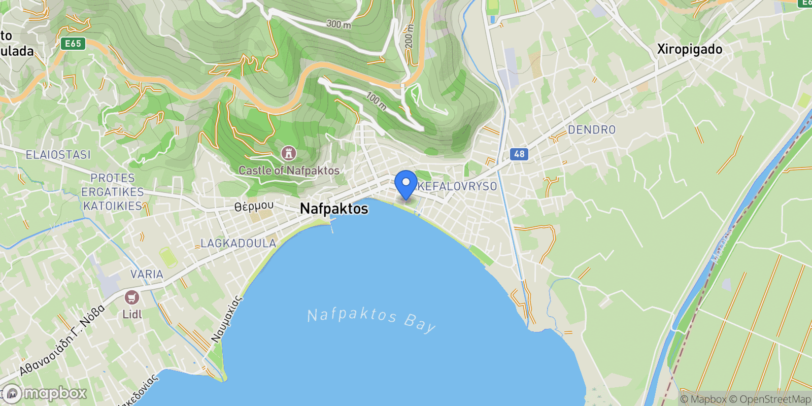 Map showing Nafpaktos 303 00, Greece, Community of Nafpaktos, Peloponnese, Western Greece and the Ionian, Greece.
