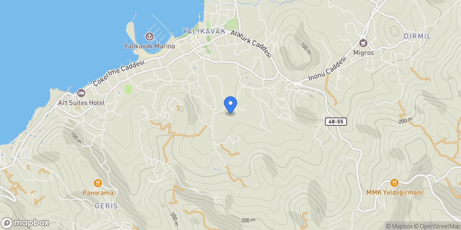 Map showing Yalıkavak, Bodrum, Muğla, Muğla, Turkey.