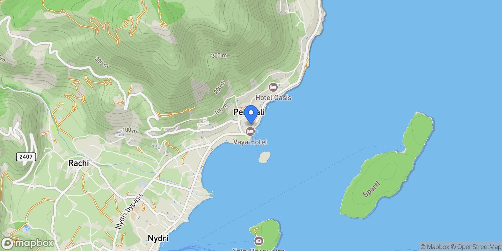 Map showing Perigiali, Greece, Platustomon, Ellomenos, Greece.