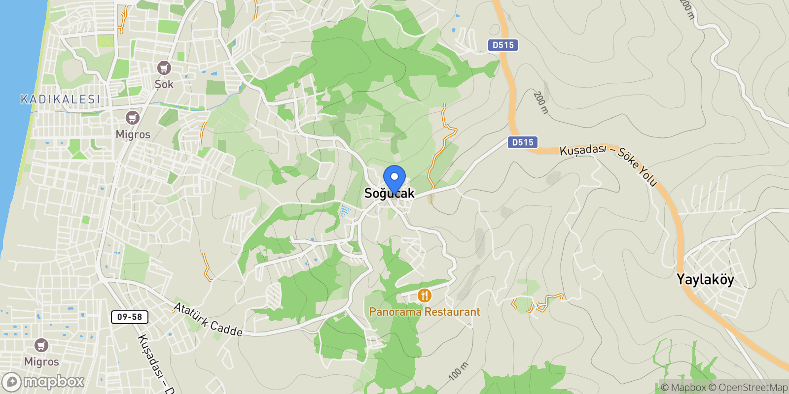 Map showing Soğucak, Kuşadası, Aydın, Soğucak, Aydın, Turkey.
