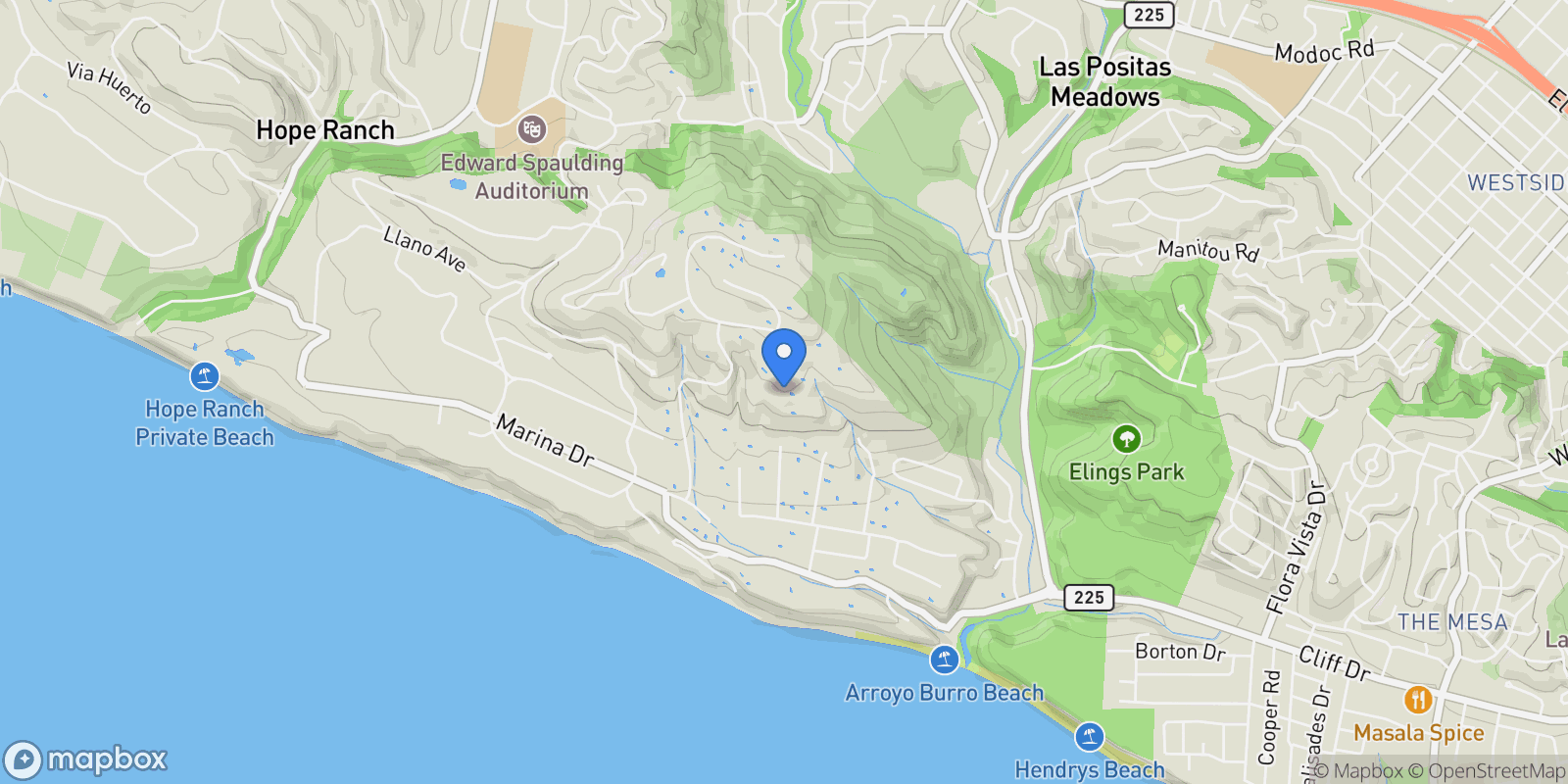 Map showing 3201 Campanil Drive, Santa Barbara, California, United States.