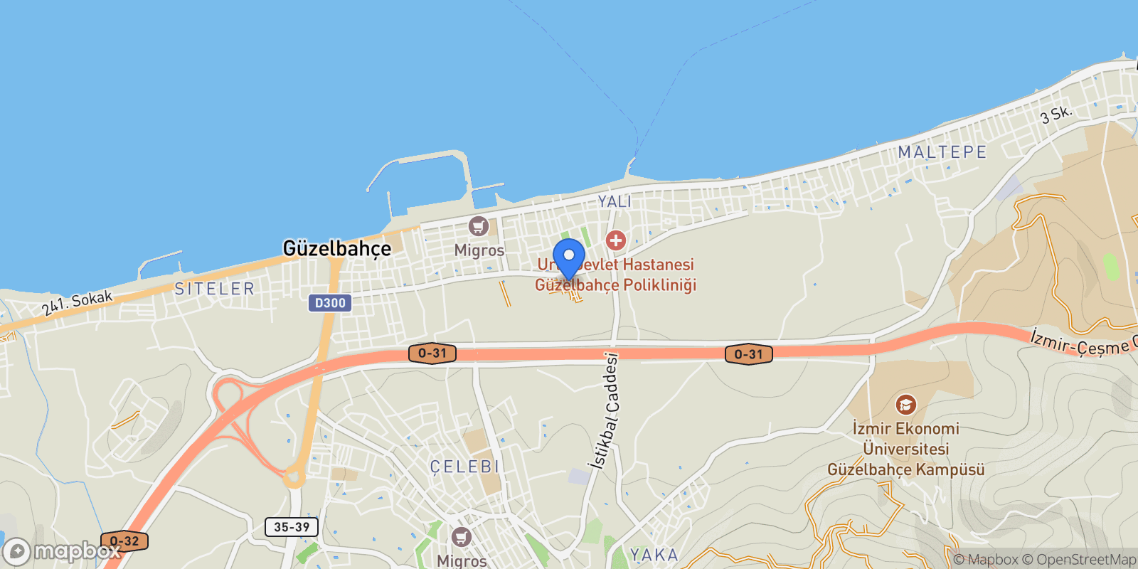 Map showing Yalı, Güzelbahçe, İzmir, İzmir, Turkey.