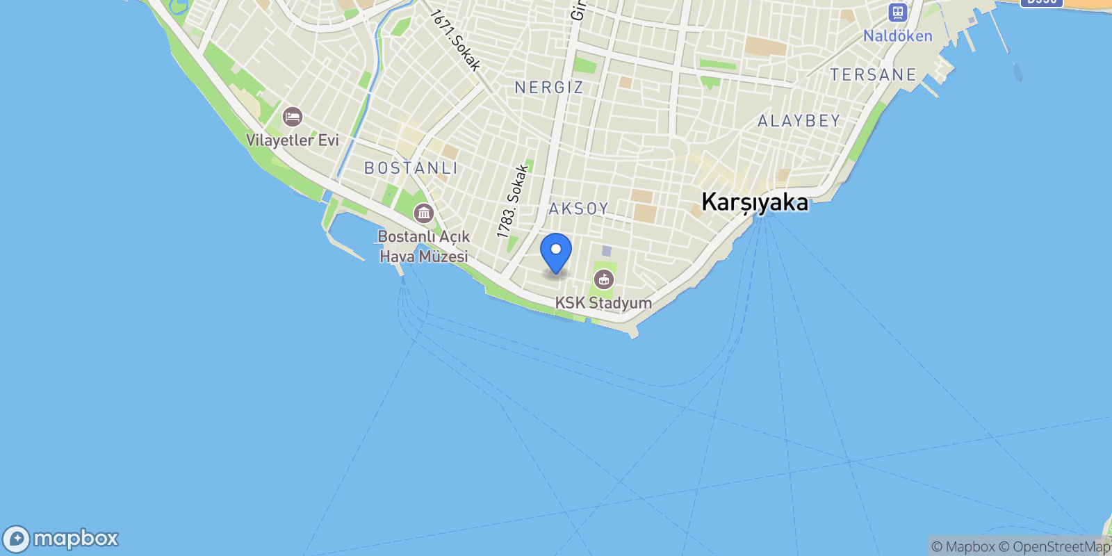 Map showing Aksoy, Karşıyaka, İzmir, İzmir, Turkey.