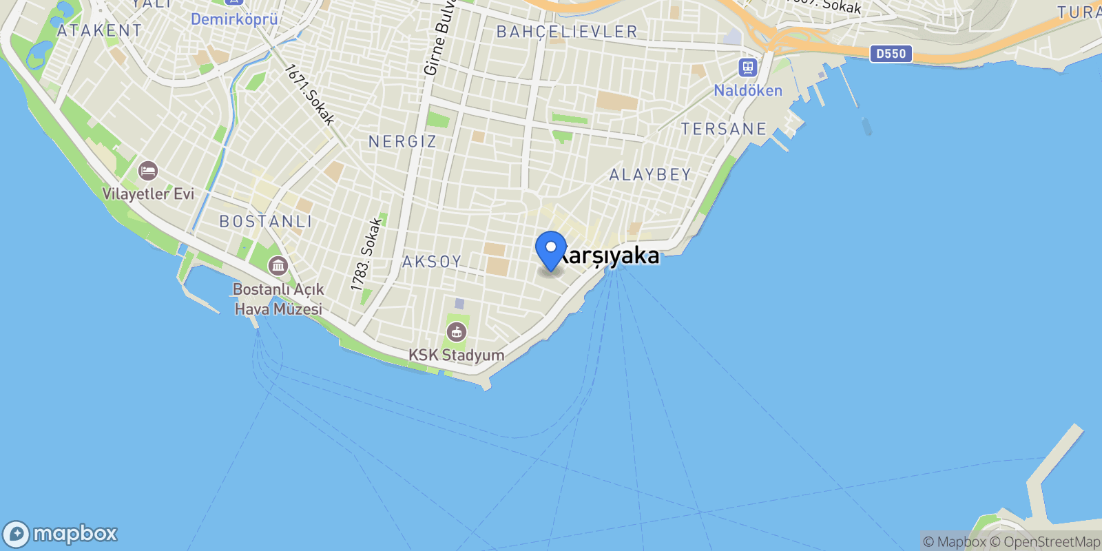 Map showing Donanmacı, Karşıyaka, İzmir, İzmir, Turkey.