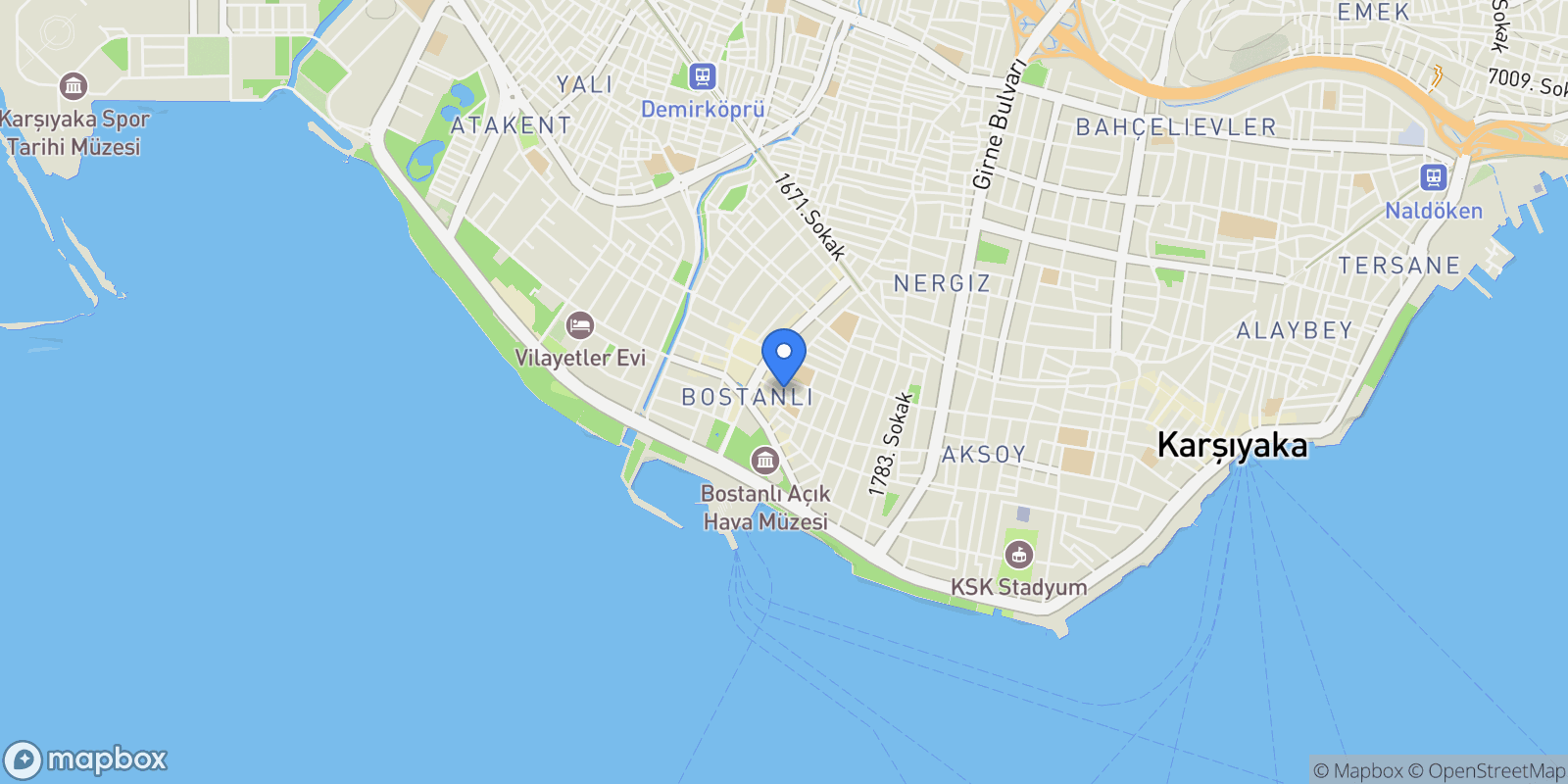Map showing Bostanlı, Karşıyaka, İzmir, İzmir, Turkey.