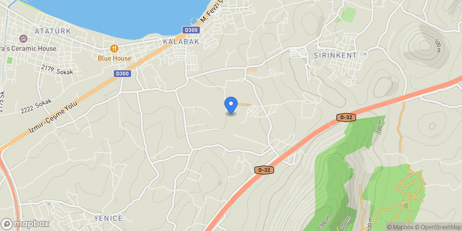 Map showing Kalabak, Urla, İzmir, İzmir, Turkey.