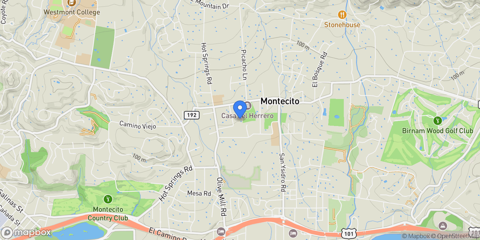 Map showing 1381 E Valley Road, Montecito, California, United States.