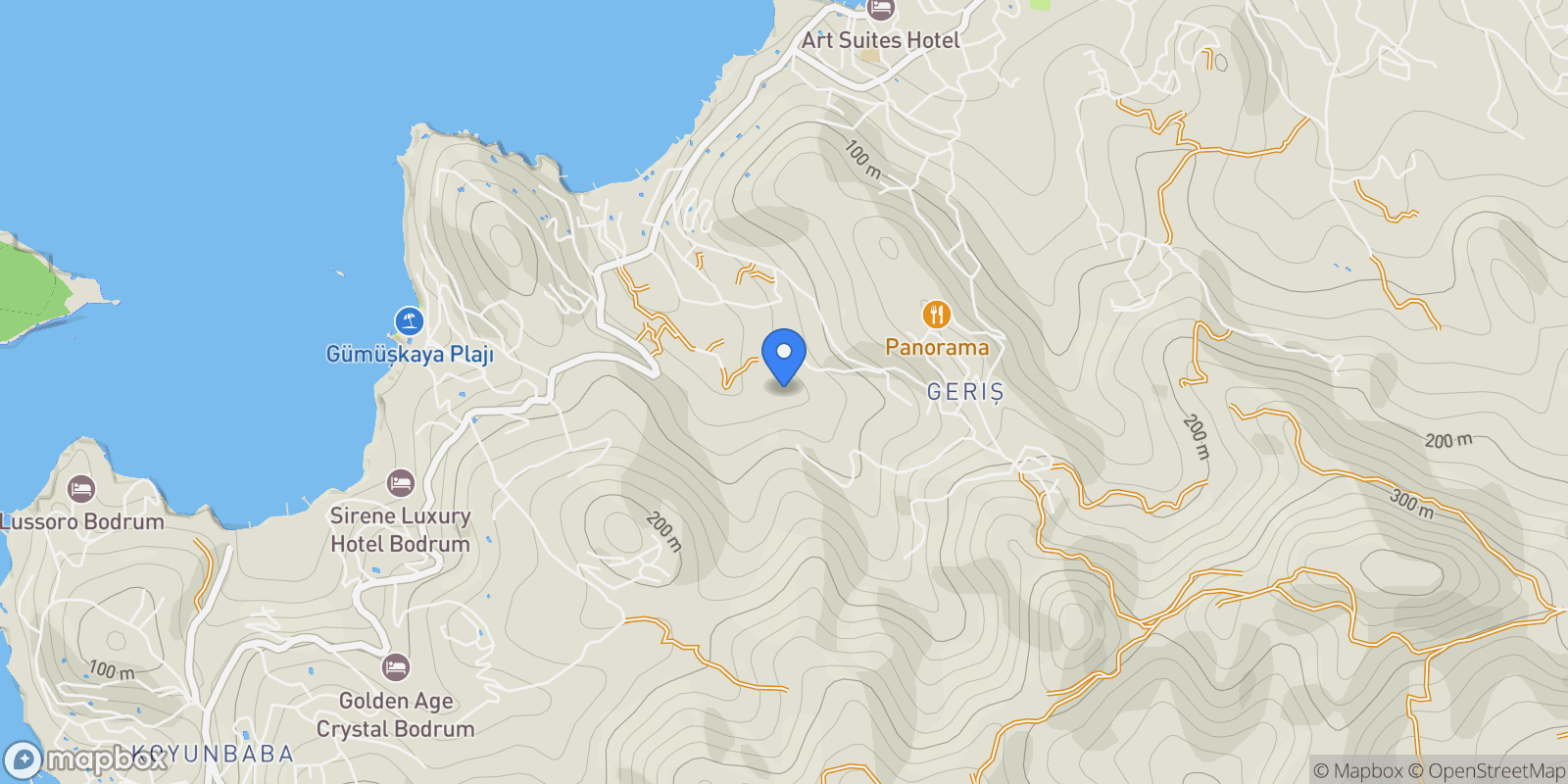Map showing Geriş, Bodrum, Muğla, Bodrum, Turkey.