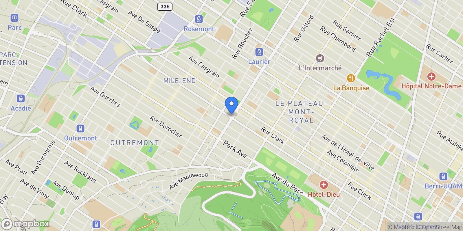 Map showing 87 89 Boul. St-Joseph O., Montréal, Quebec, Canada.