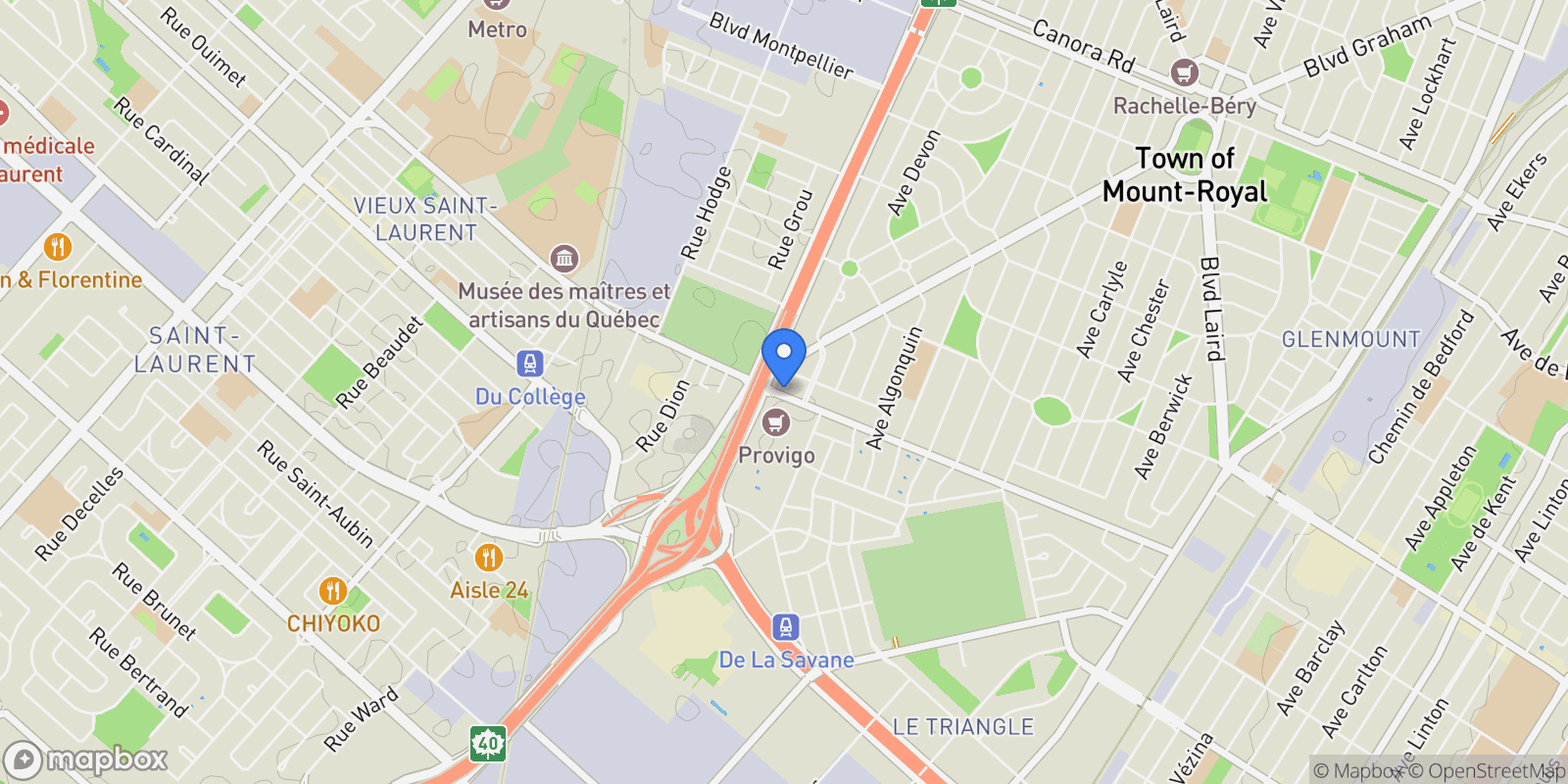 Map showing 2375 Ch. Lucerne 412, Mount Royal, Quebec, Canada.