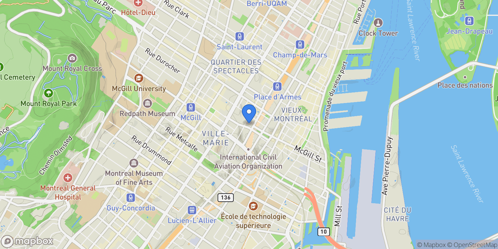 Map showing 495 Av. Viger O. 1606, Montréal, Quebec, Canada.