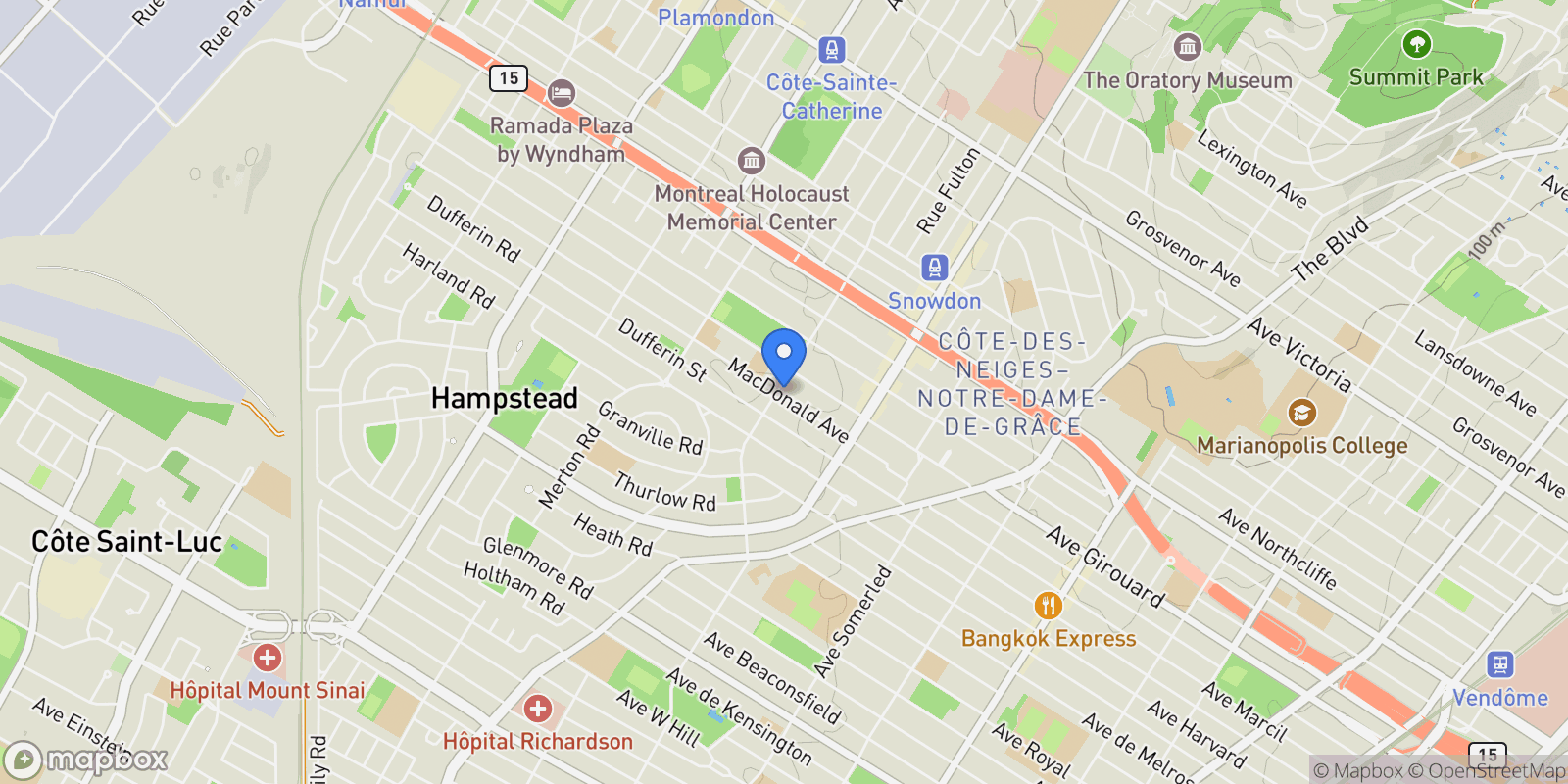 Map showing 5546 5548 Av. Isabella, Montréal, Quebec, Canada.