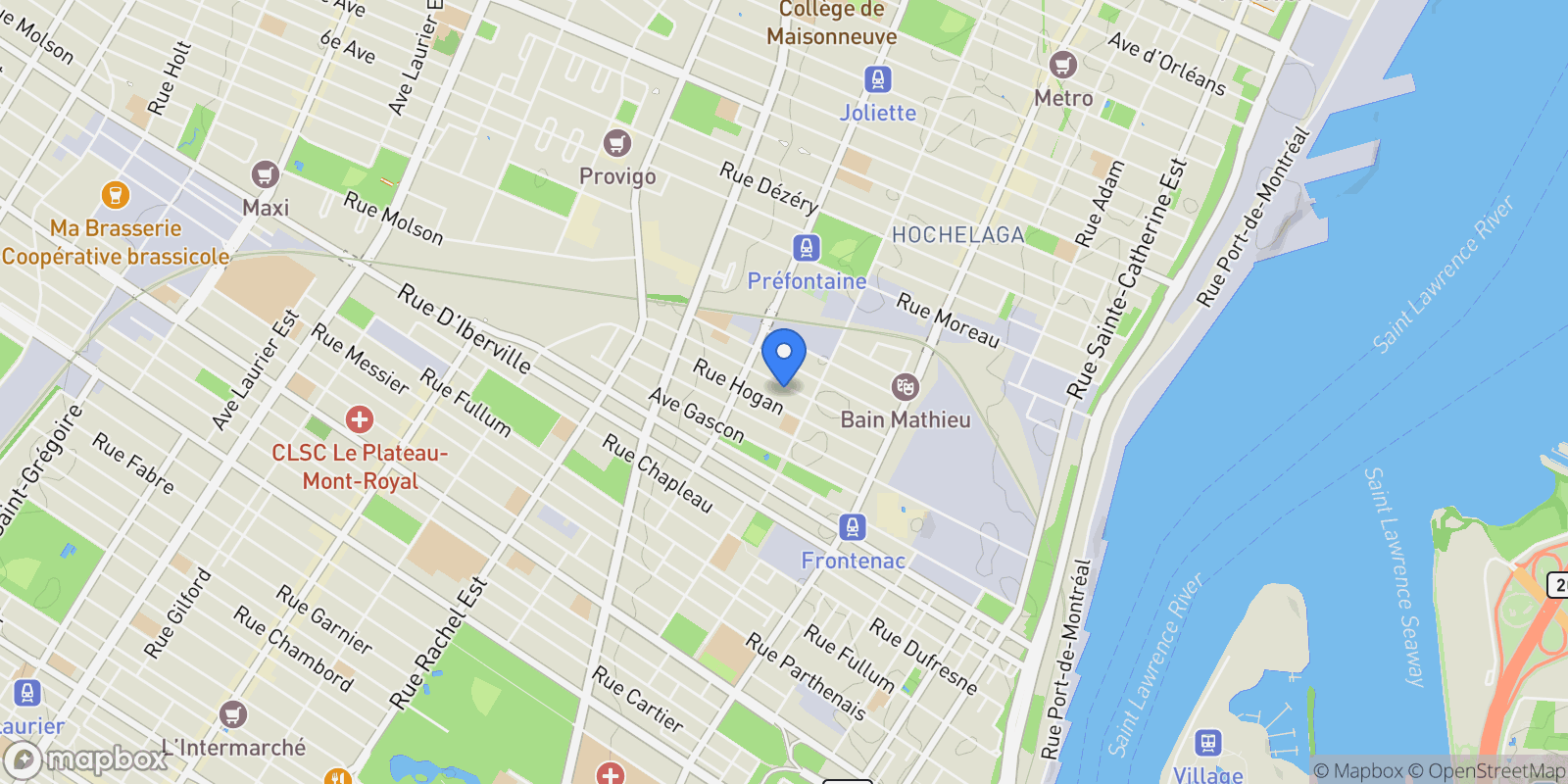 Map showing 2310 Rue Montgomery 1, Montréal, Quebec, Canada.