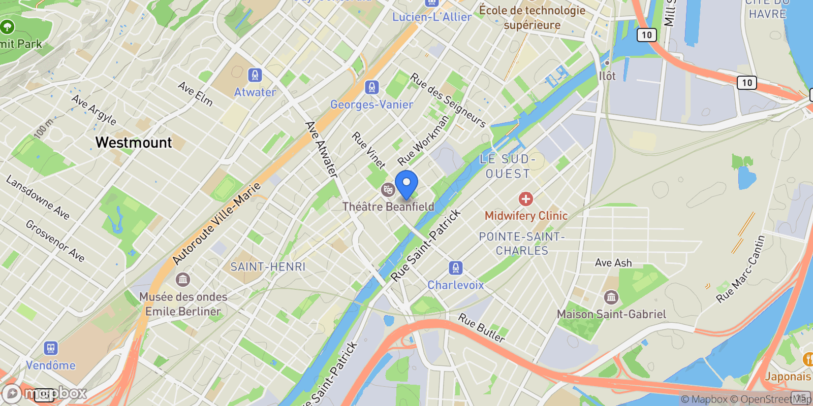 Map showing 2455 Rue Ste-Cunégonde 301, Montréal, Quebec, Canada.