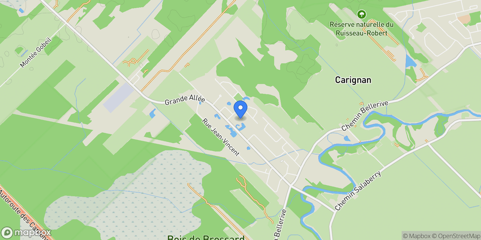 Map showing 1315 Grande Allée, Carignan, Quebec, Canada.