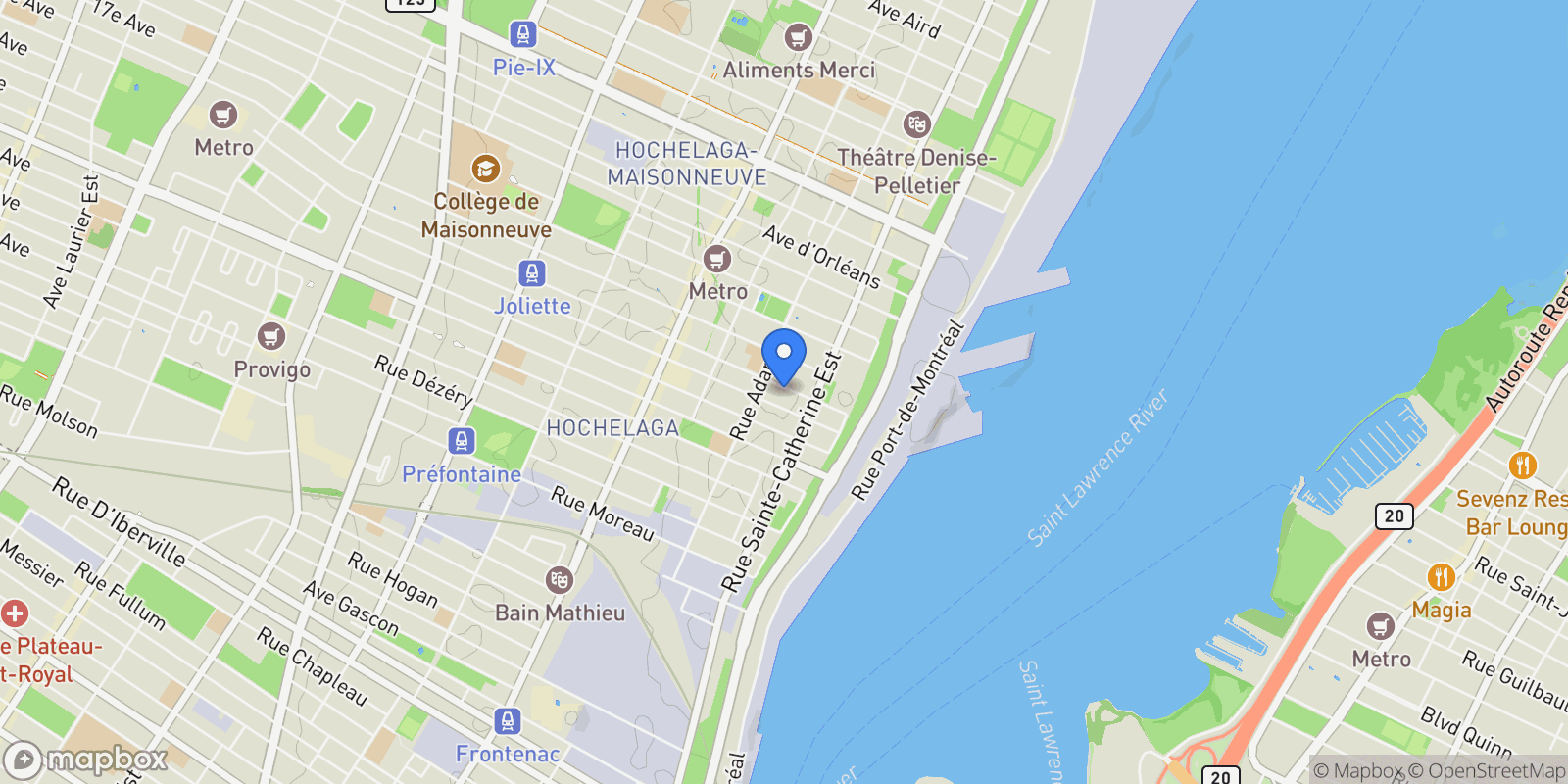 Map showing 1466 1470 Rue Joliette, Montréal, Quebec, Canada.