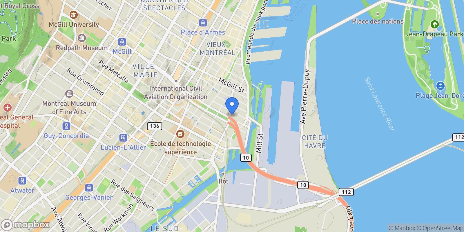 Map showing 888 Rue Wellington 1401, Montréal, Quebec, Canada.