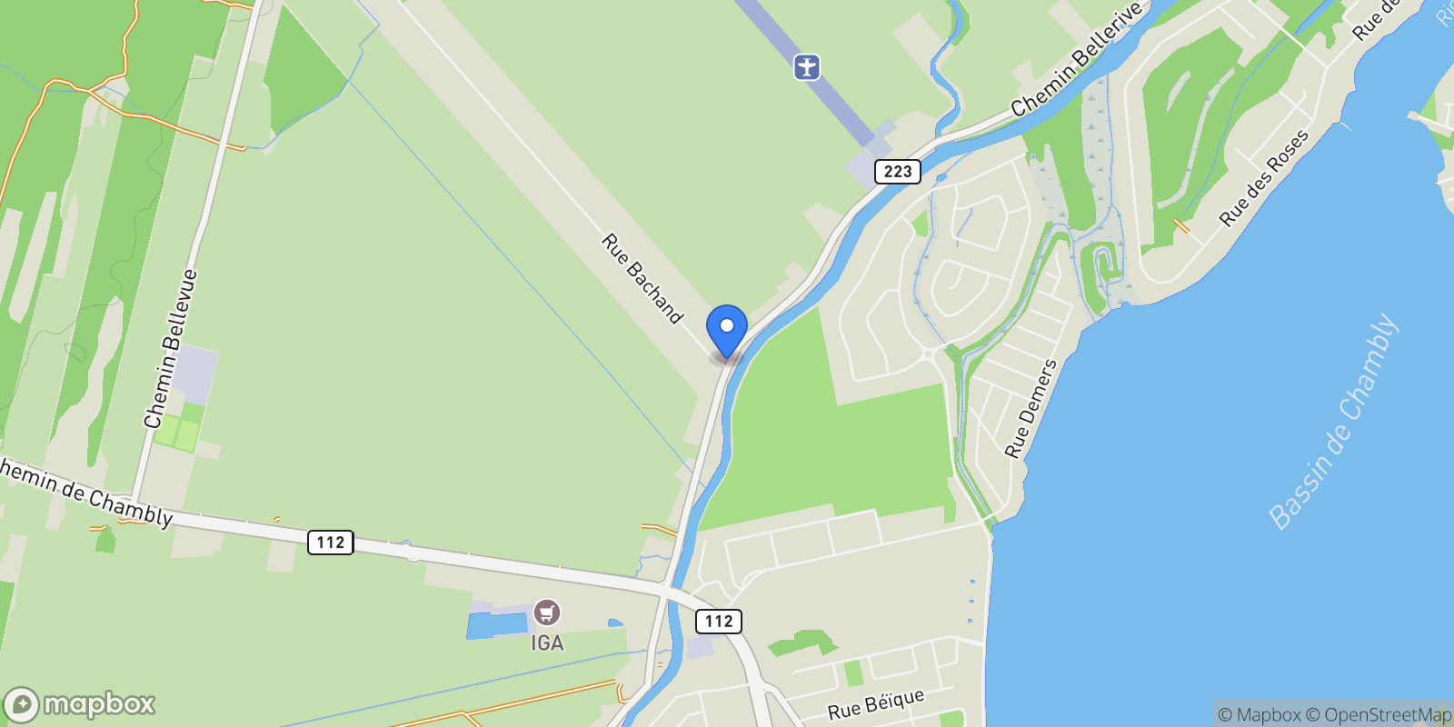 Map showing 2376 Rue Bachand, Carignan, Quebec, Canada.