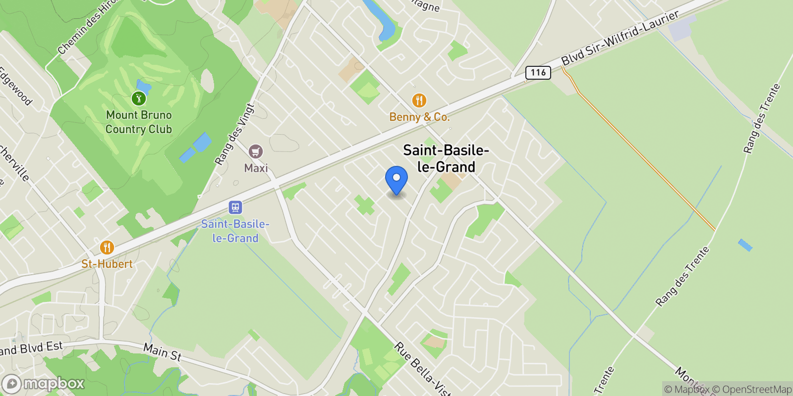 Map showing 15 Rue Taillon E., Saint-Basile-le-Grand, Quebec, Canada.