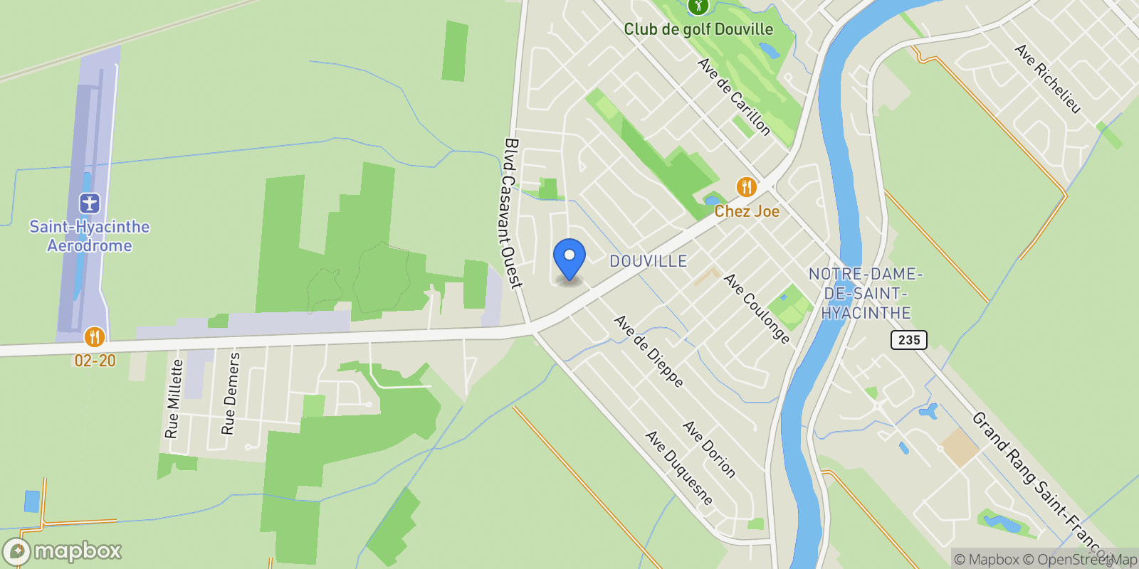 Map showing 1115 Av. St-Jean, Saint-Hyacinthe, Quebec, Canada.